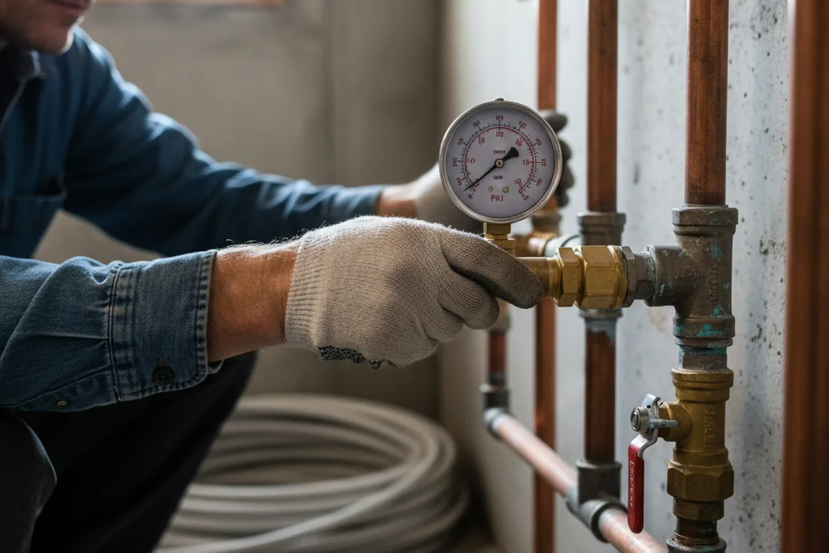 Pressure testing a repaired line during Water Line Repair in Keezletown